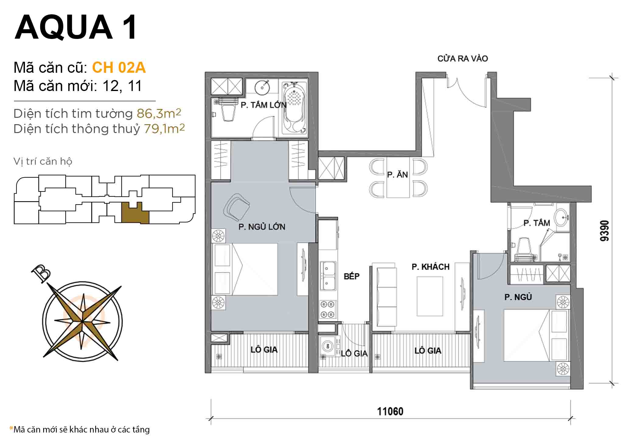 Layout CH 02A | Tòa Aqua 1 - Vinhomes Golden River