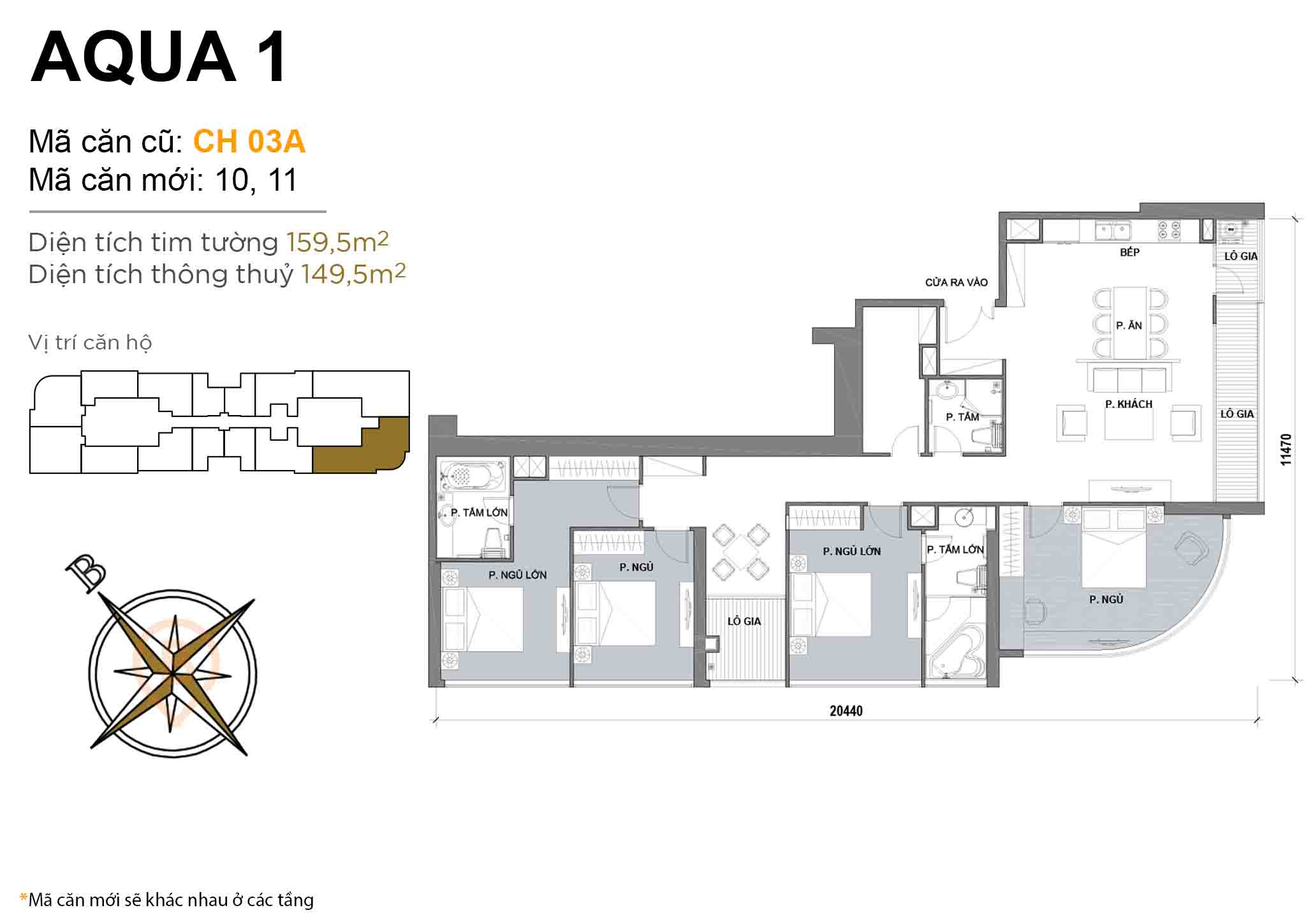 Layout CH 03A | Tòa Aqua 1 - Vinhomes Golden River