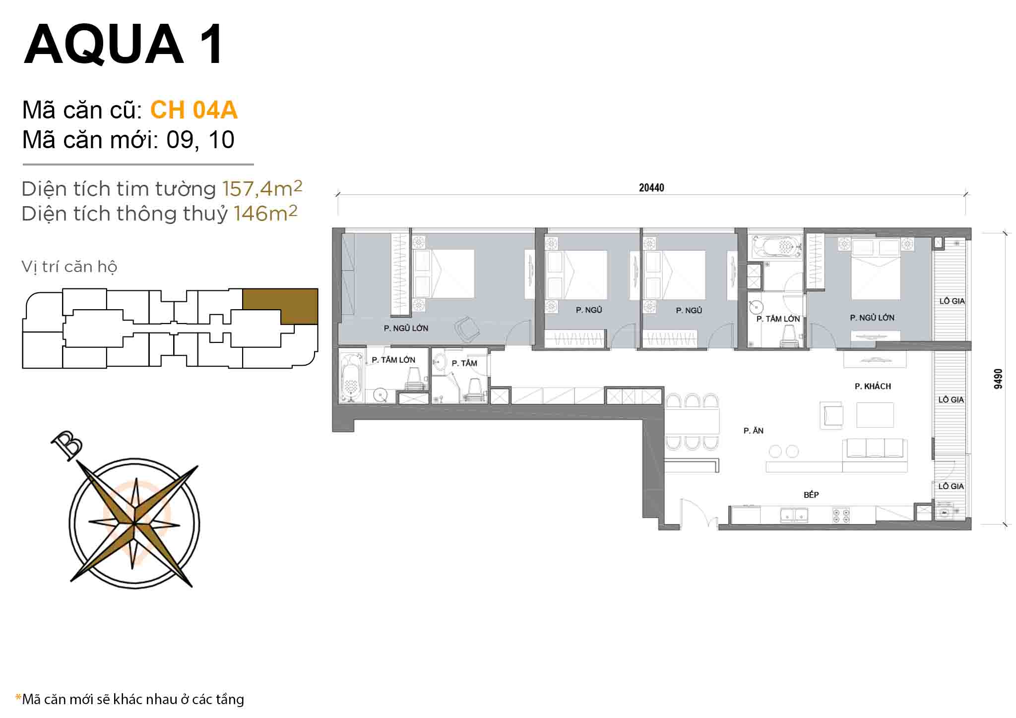 Layout CH 04A | Tòa Aqua 1 - Vinhomes Golden River