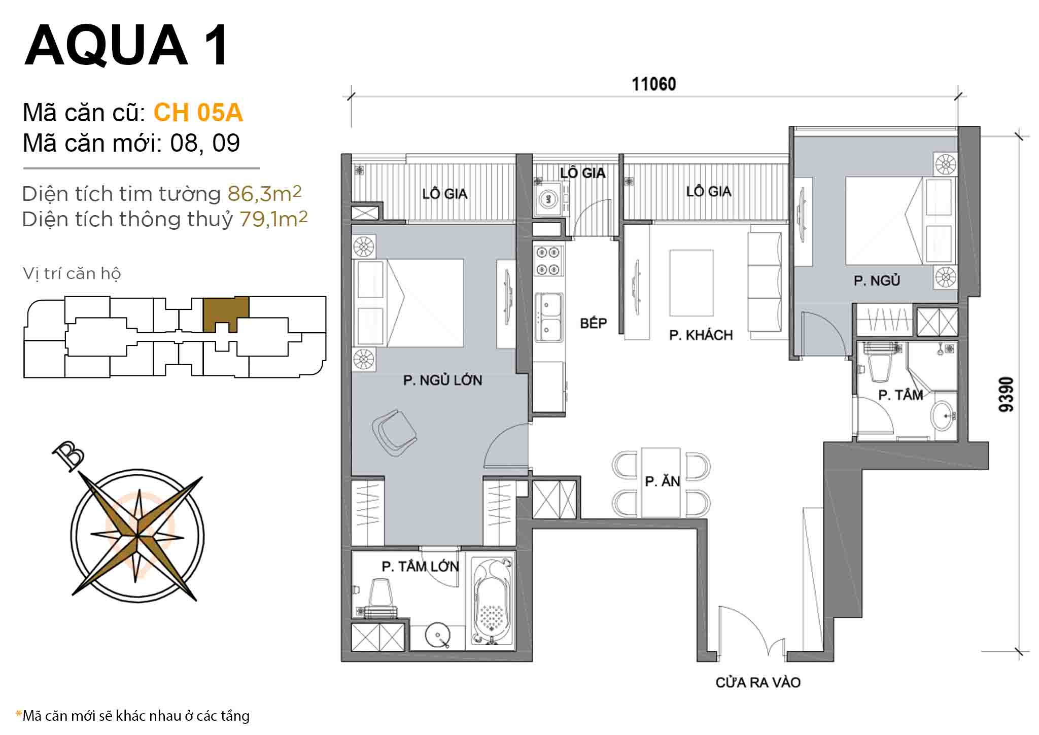 Layout CH 05A | Tòa Aqua 1 - Vinhomes Golden River