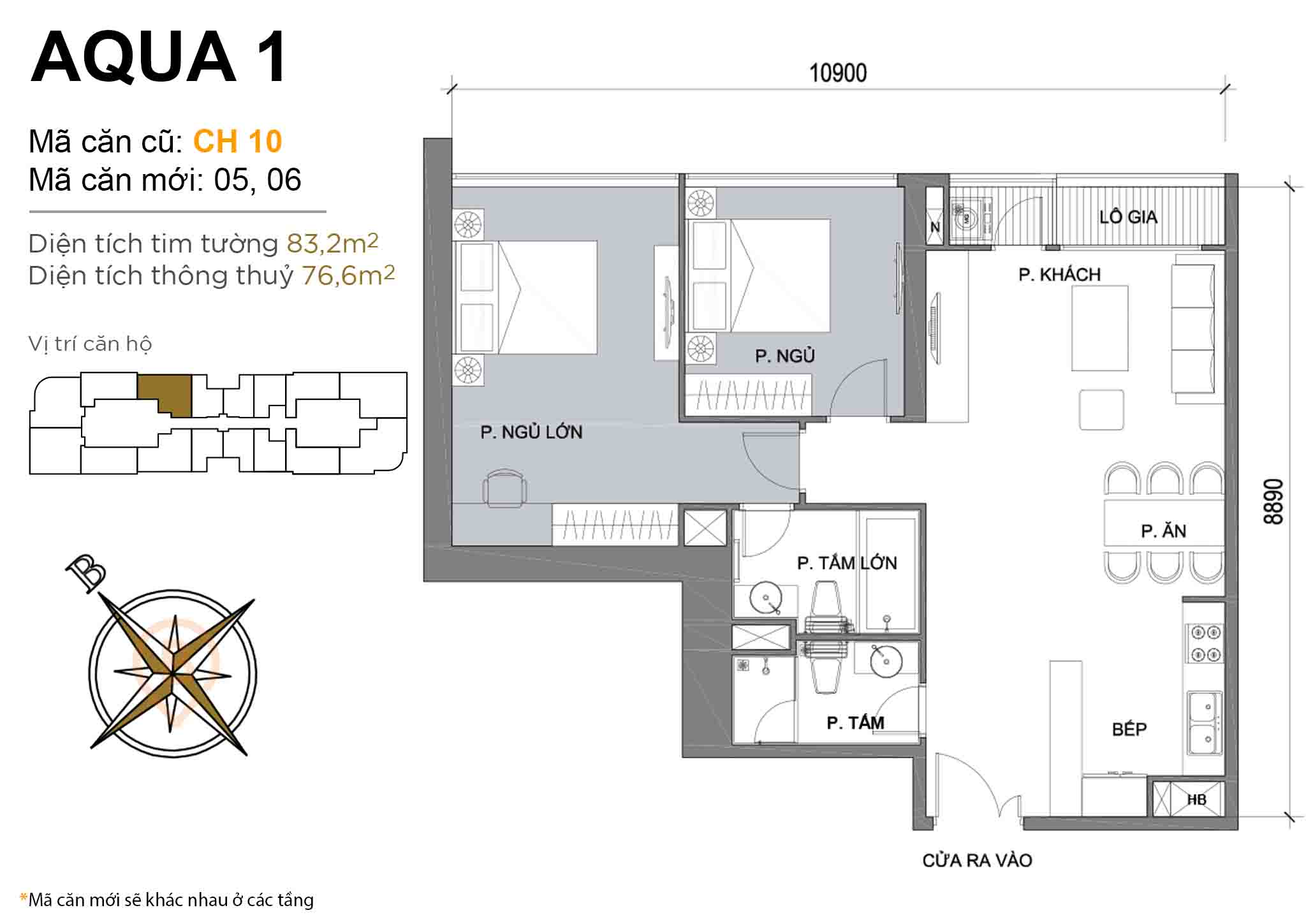 Layout CH 10 | Tòa Aqua 1 - Vinhomes Golden River