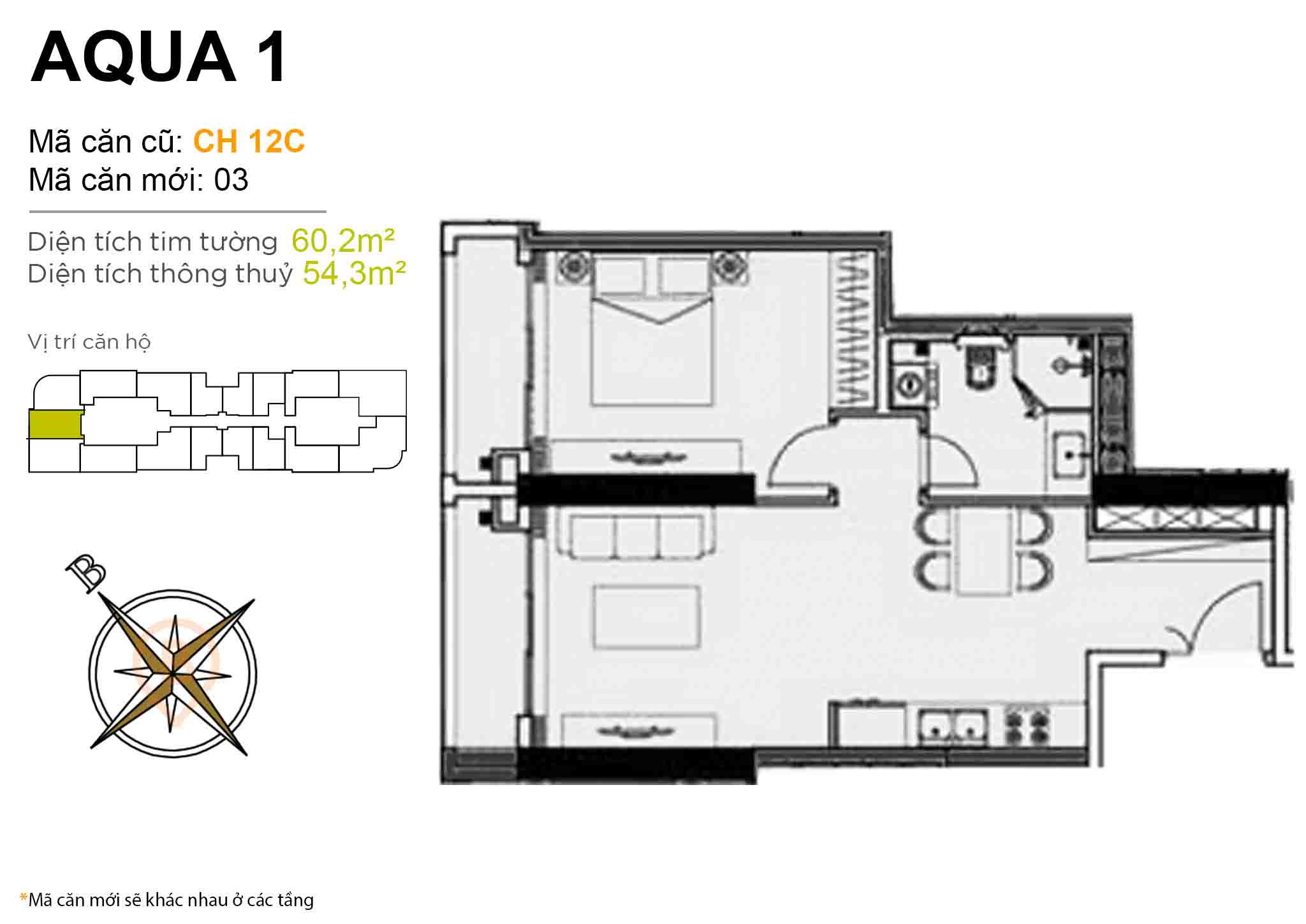 Layout CH 12C | Tòa Aqua 1 - Vinhomes Golden River