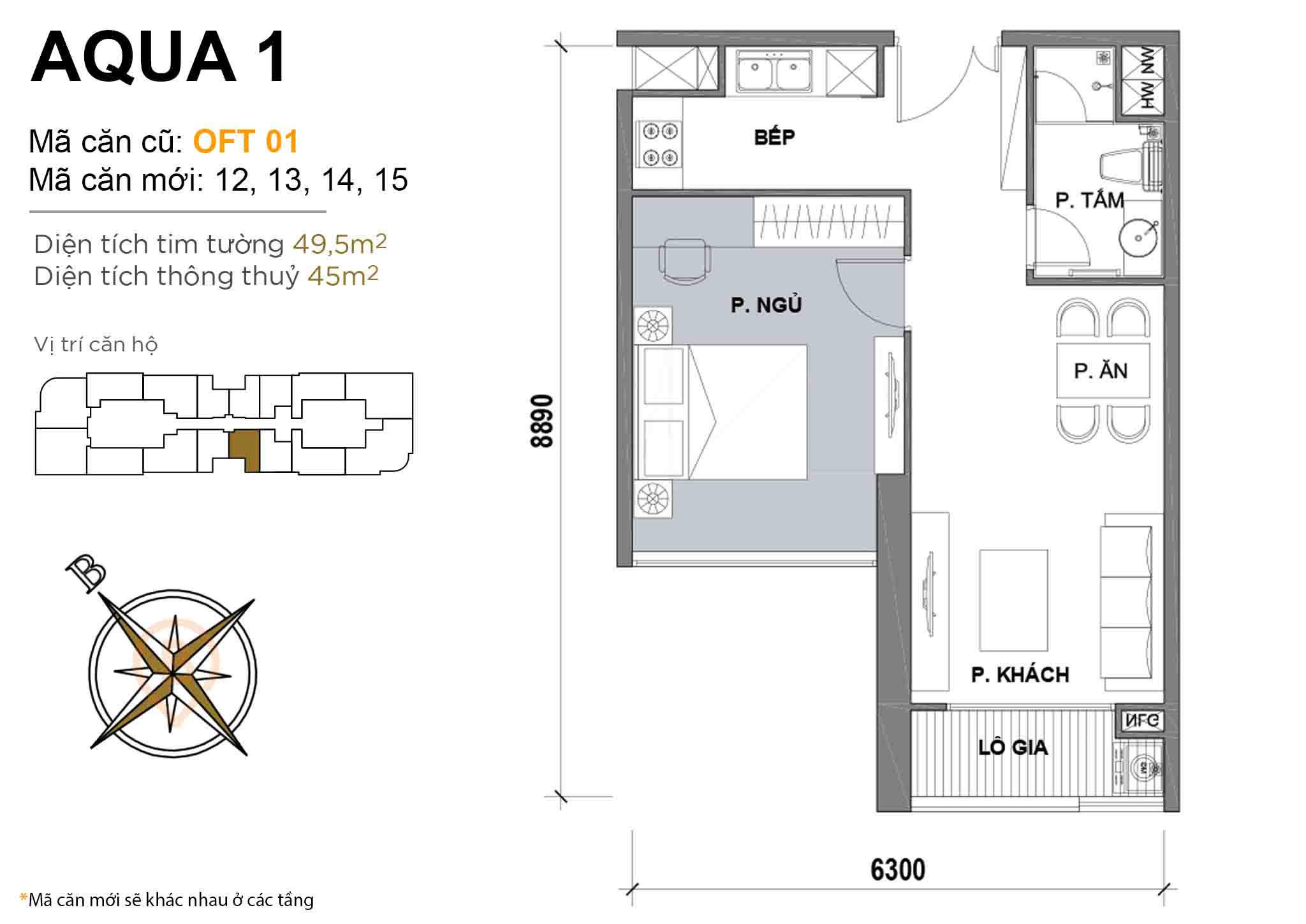 Layout OFT 01 | Tòa Aqua 1 - Vinhomes Golden River