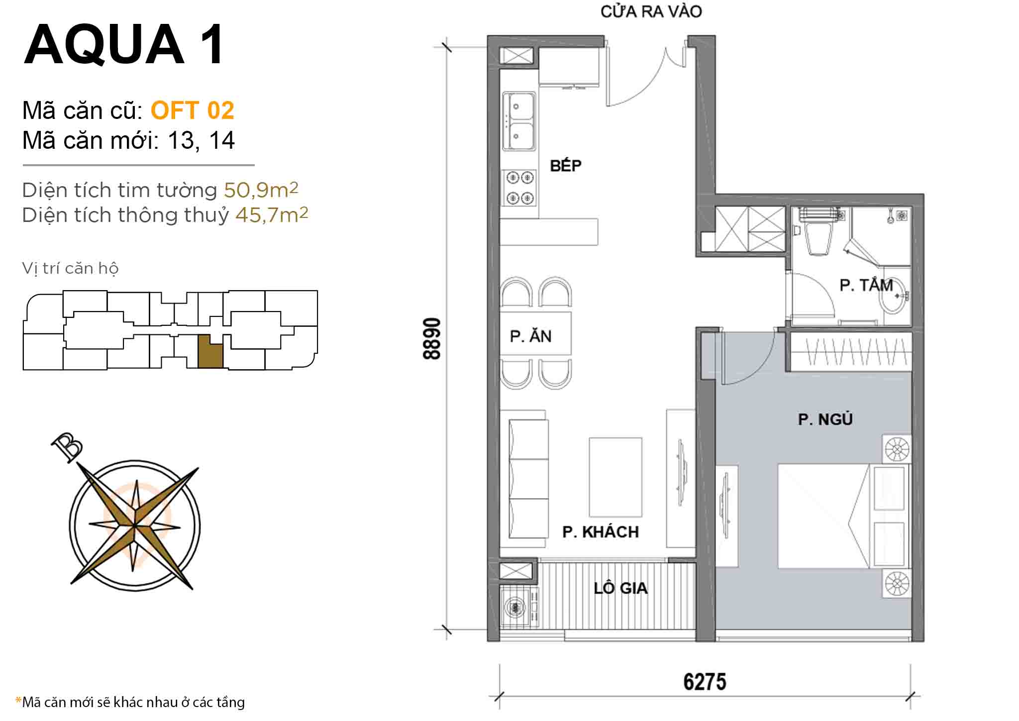 Layout OFT 02 | Tòa Aqua 1 - Vinhomes Golden River