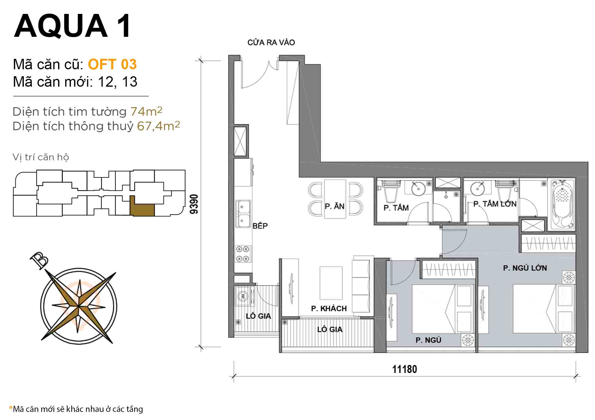 Layout OFT 03 | Tòa Aqua 1 - Vinhomes Golden River