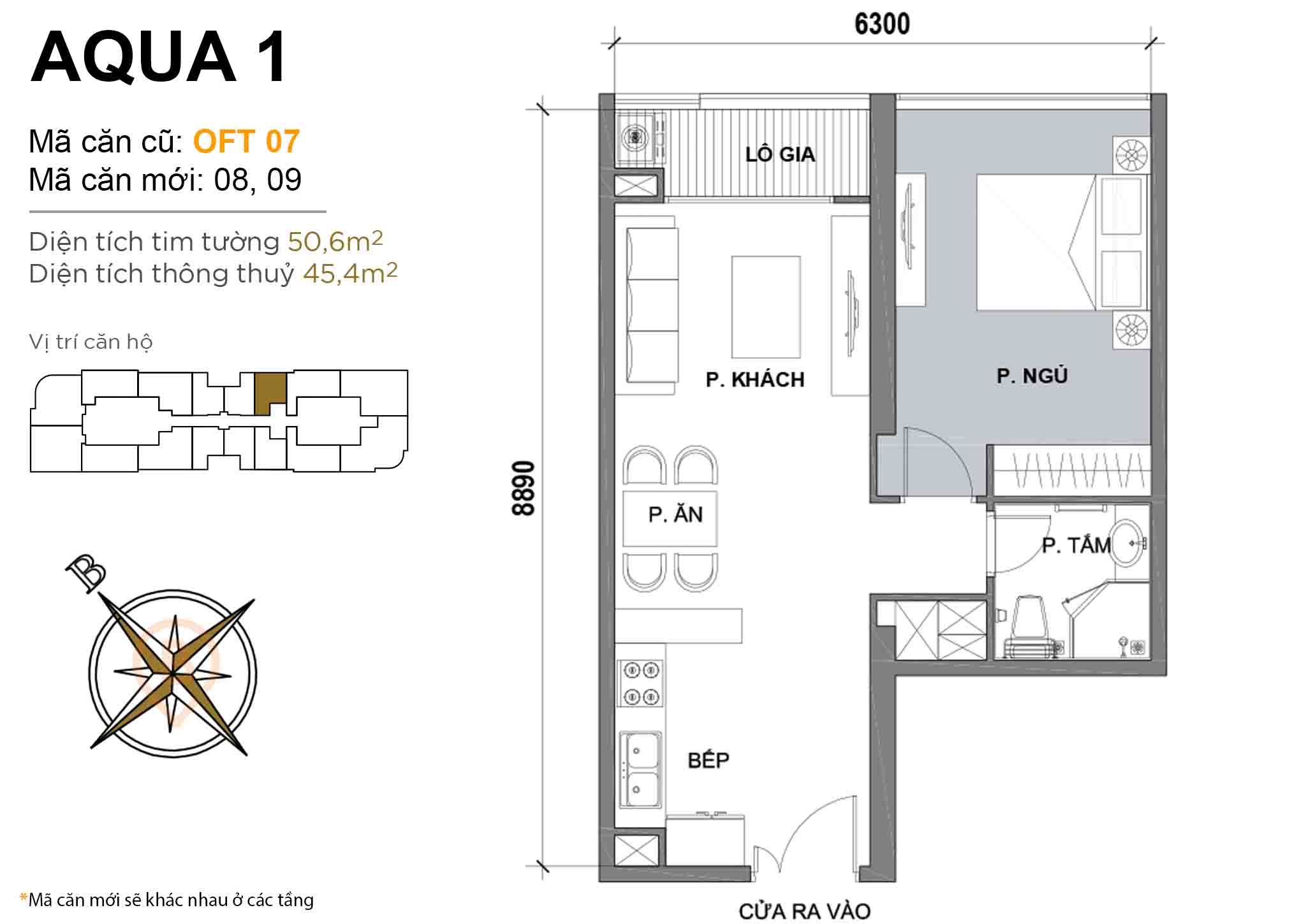 Layout OFT 07 | Tòa Aqua 1 - Vinhomes Golden River