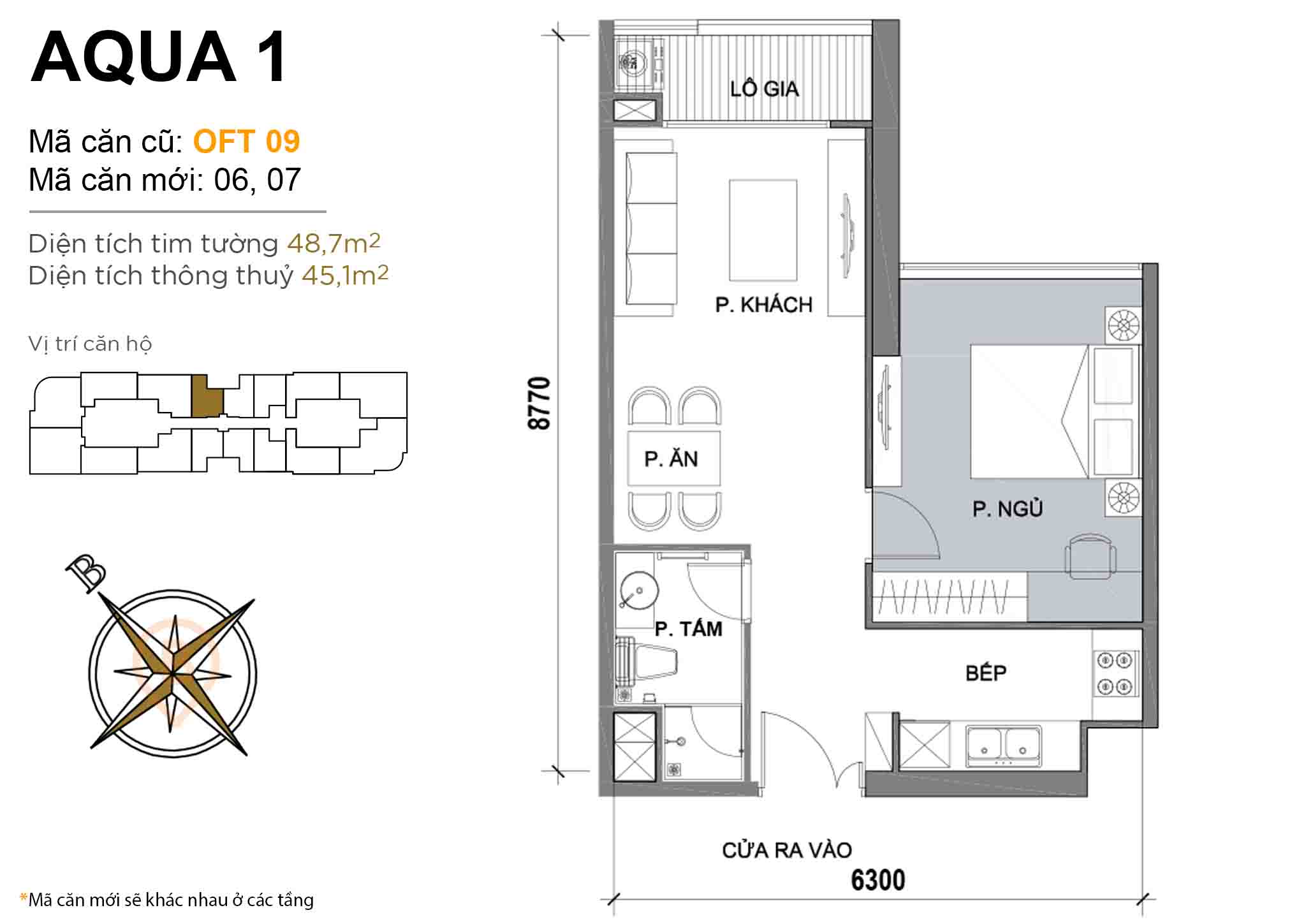 Layout OFT 09 | Tòa Aqua 1 - Vinhomes Golden River